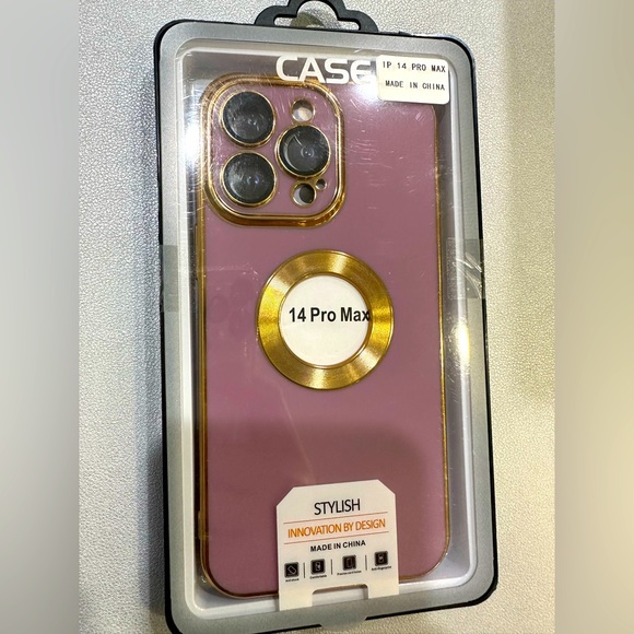 Beautiful iPhone 14 Pro Max Case Gold Accent + Glass Screen Protector,Ship Fast - Picture 1 of 2